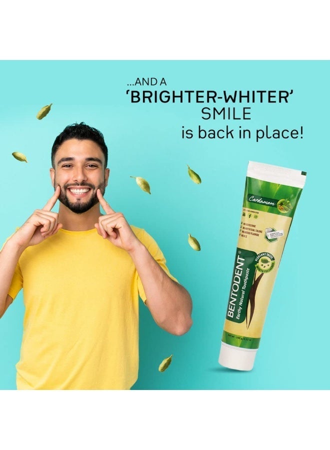 Bentodent Natural Toothpaste | Herbal Whitening & Daily Oral Detox | SLS, Fluoride & Foam Free | Safe for Kids & Family | Refreshing Cardamom Flavor | Remineralizing Toothpaste (Cardamom – Pack of 2, Total 200 g) - Image 2